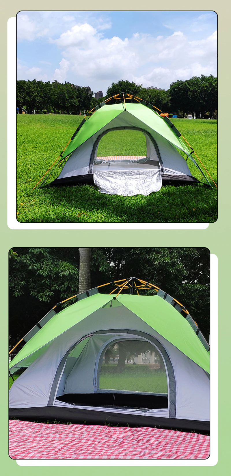 Cheap Goat Tents 4 5 People Large Tent Quick Setup Family Camping Tent Pink And Green Tent Camping Hiking Foldable Folding Tent Double Layer   